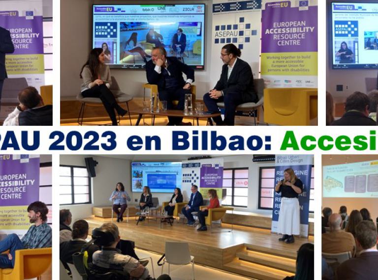 SOMOS ASEPAU EN BILBAO: ACCESIBILIDAD VERDE. Seis capturas de diferentes momentos de ponencias