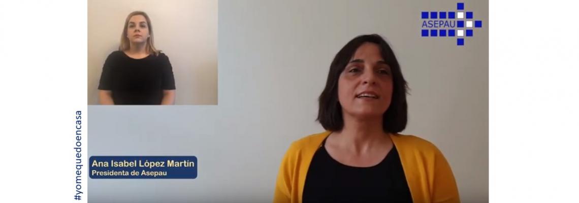 Captura del vídeo con la presidenta de Asepau