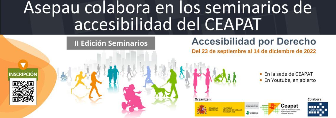 Asepau colabora en los seminarios de accesibilidad del CEAPAT. Banner con QR en la parte izquierda